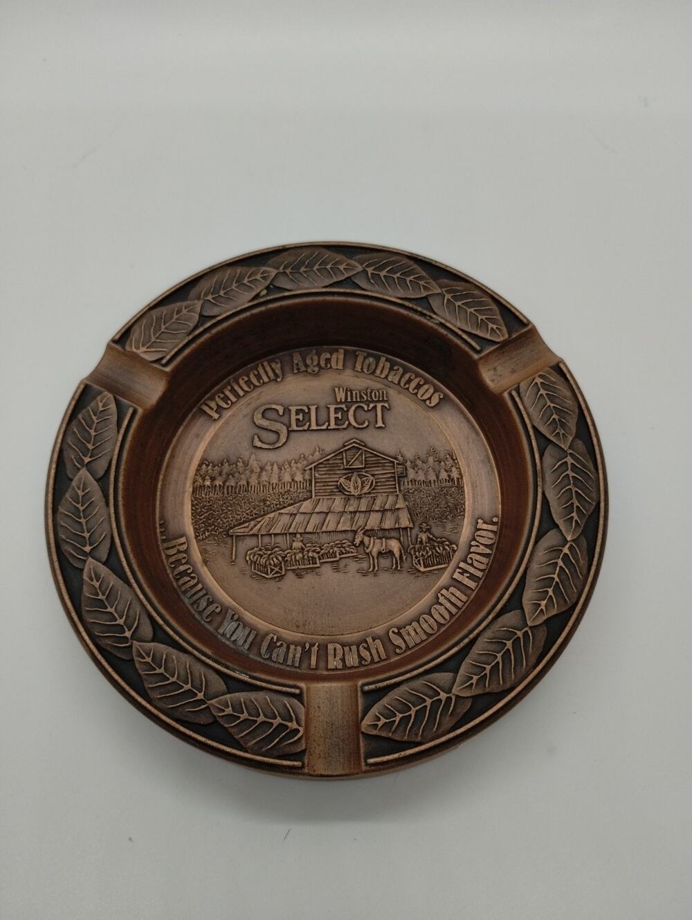Winston Select Copper Bronze Ashtray Cigar Tray Round Vintage Collectible